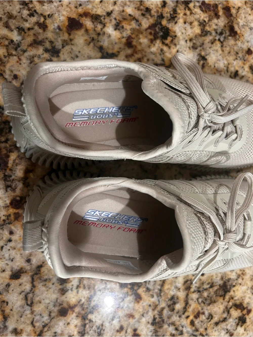 BOBS From Skechers Skechers Beige/Ivory/Taupe Knit Lace-Up Sneakers - Picture 5 of 6